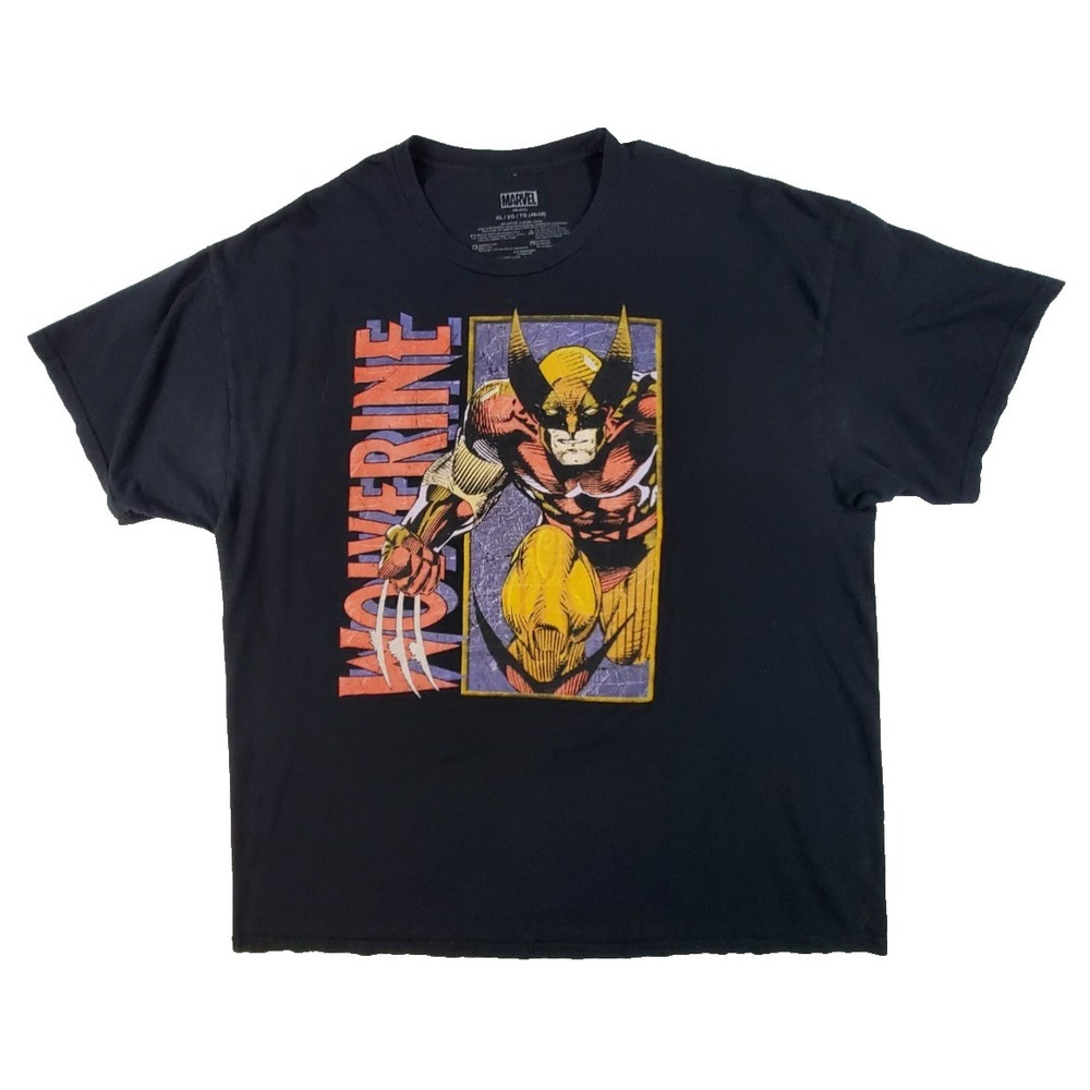Marvel Wolverine Graphic T-Shirt Black Men's XL‎ Cotton Short Sleeve Tee
